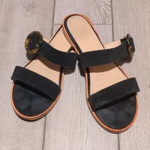 LOFT Black Sandals with Tortoise Accent